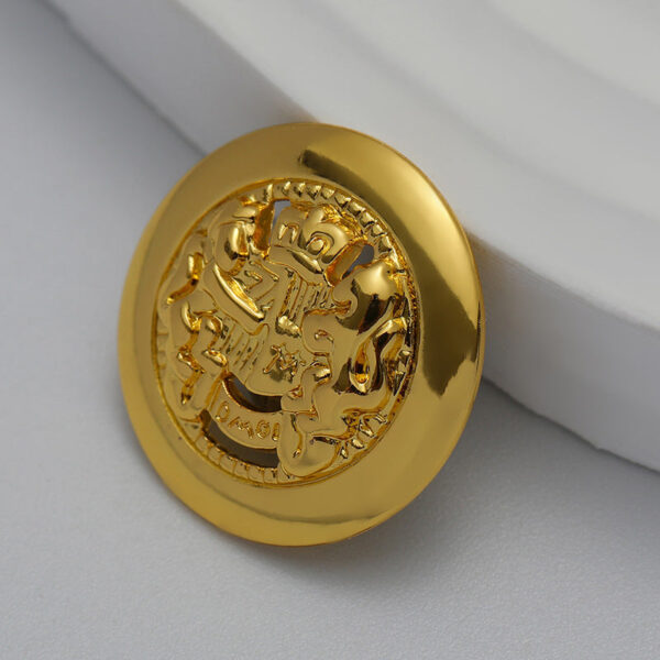 15-20mm Double Lion Hollowed Vintage Gold Metal Button 10pcs - Image 5