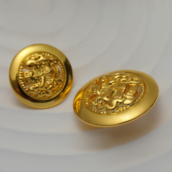15-20mm Double Lion Hollowed Vintage Gold Metal Button 10pcs - Image 3