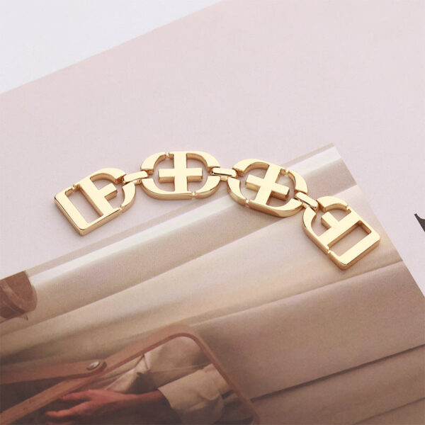 Chain Pearl Rhinestone Golden Metal Clothing Decorative Buckle 2pcs - Image 3