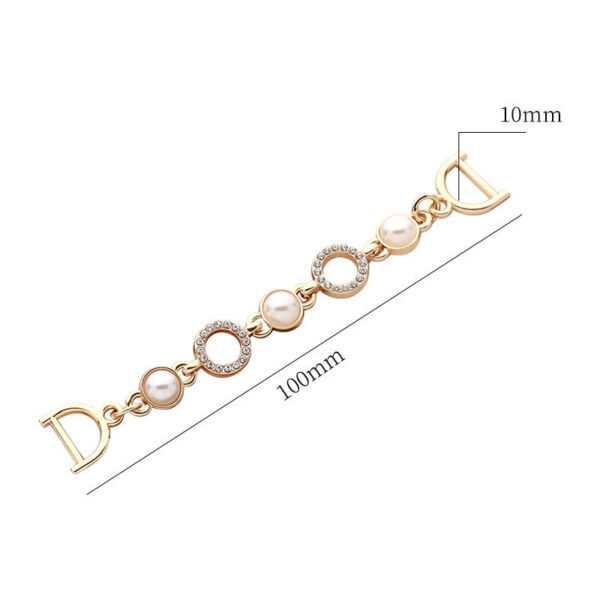 Chain Pearl Rhinestone Golden Metal Clothing Decorative Buckle 2pcs - Image 5