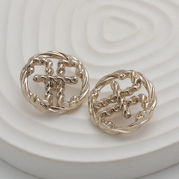 23mm Light Gold Chain Double E Hollow Metal Hand-Sewn Button 10pcs - Image 3
