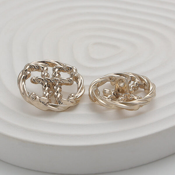 23mm Light Gold Chain Double E Hollow Metal Hand-Sewn Button 10pcs - Image 4