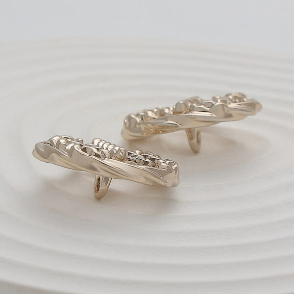 23mm Light Gold Chain Double E Hollow Metal Hand-Sewn Button 10pcs - Image 2