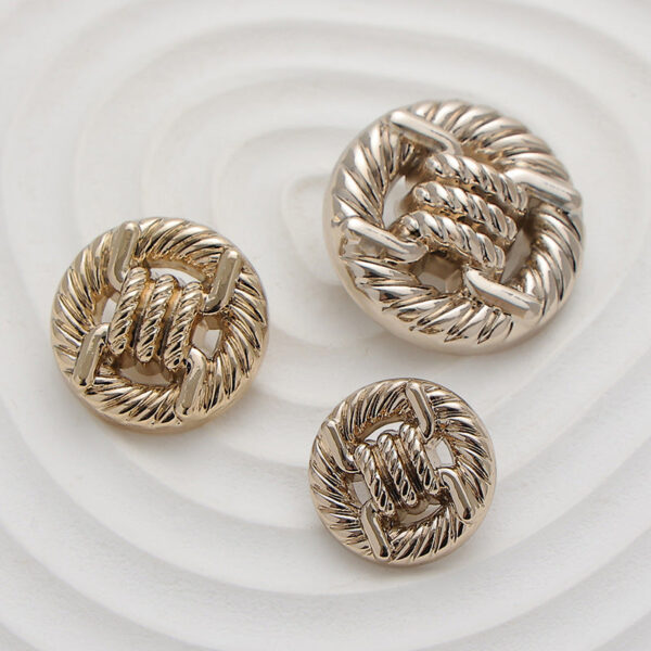 15-22mm Round Light Gold Rope Knot Metal Button 10pcs - Image 2
