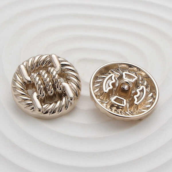15-22mm Round Light Gold Rope Knot Metal Button 10pcs - Image 3