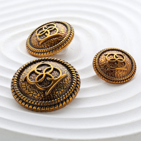 Double Circle Vintage Gold Metal Button for Woolen Coats 10pcs - Image 4