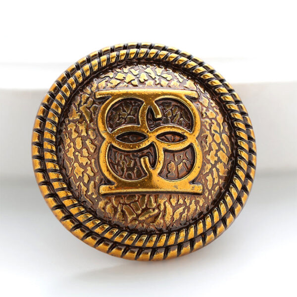 Double Circle Vintage Gold Metal Button for Woolen Coats 10pcs - Image 3