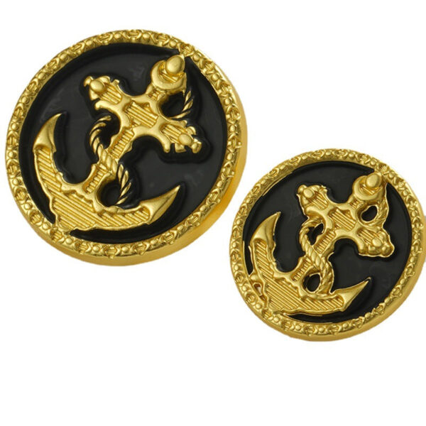 Golden Round Flat Anchor Alloy Hand-Sewing Button with Feet 10pcs - Image 2