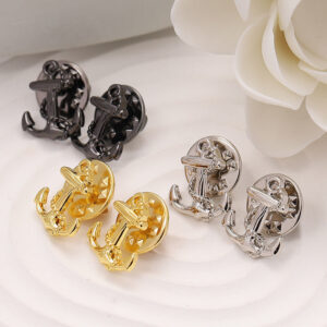 13x15mm Zinc Alloy Anchor Brooch for Men 10pcs