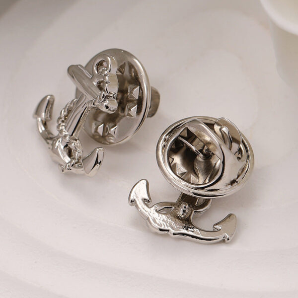 13x15mm Zinc Alloy Anchor Brooch for Men 10pcs - Image 3