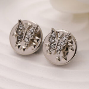 6.5mm Black Silver Metal Butterfly Brooch For Men's Shirts 10pcs 