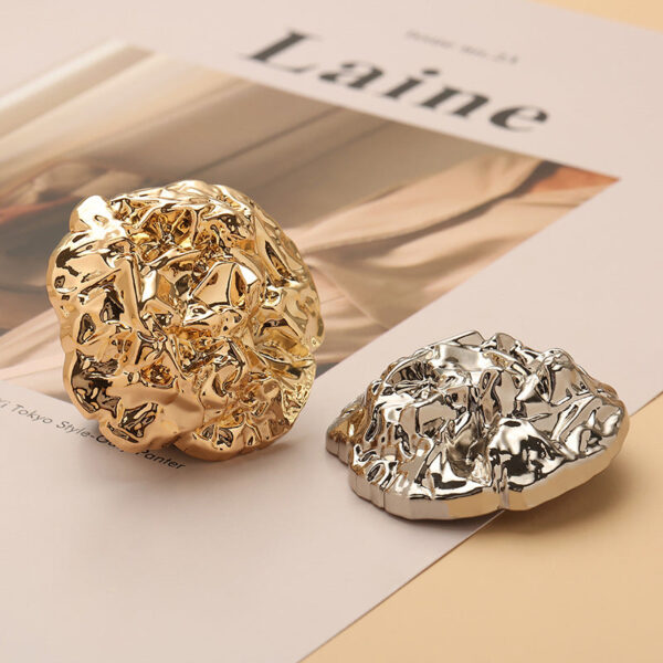 Wrinkled Stone Shaped Metal Hand-Sewn Shank Button 10pcs - Image 3