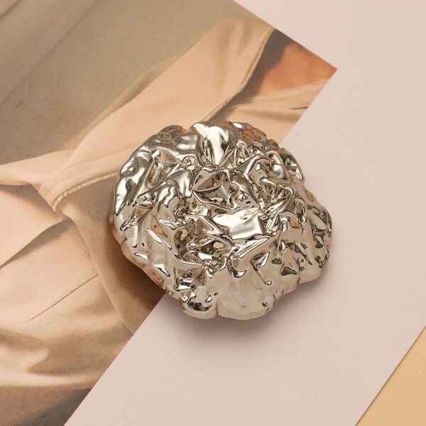 Wrinkled Stone Shaped Metal Hand-Sewn Shank Button 10pcs - Image 5