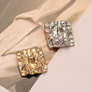 Vintage Pitted and Wrinkled Square Metal Shank Button 10PCS