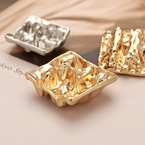 Vintage Pitted and Wrinkled Square Metal Shank Button 10PCS - Image 4