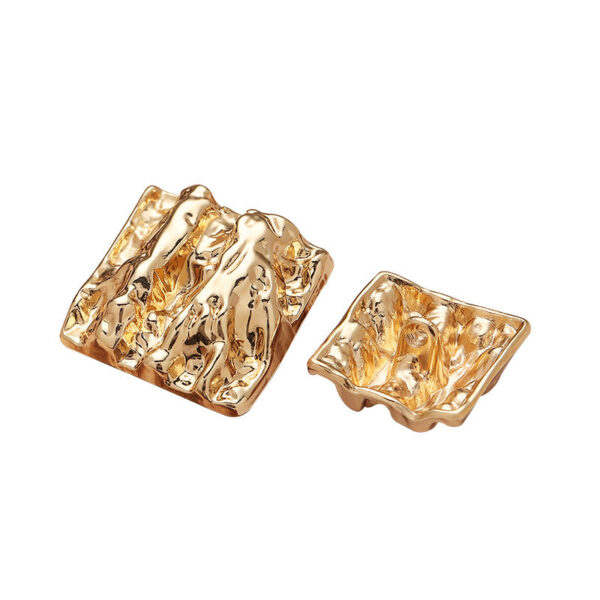 Vintage Pitted and Wrinkled Square Metal Shank Button 10PCS - Image 2