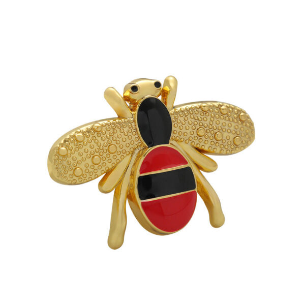 Gold and Silver Cartoon Bee-Shaped Metal Brooch 2 Pack - Image 2