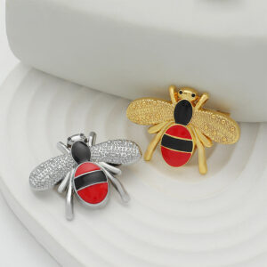 Gold and Silver Cartoon Bee-Shaped Metal Brooch 2 Pack