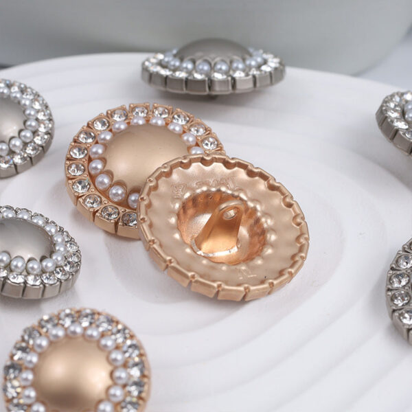 12.5-25mm Round Pearl Rhinestone Decorative Metal Button 10pcs - Image 2