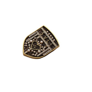 29mm British Palace Shield Shape Diamond Pearl Metal Button 2pcs