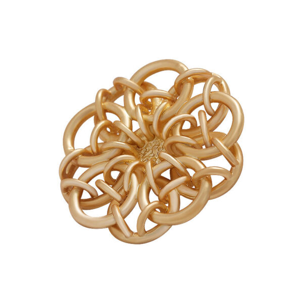 Retro Gold Linked Rings Flower Shape Hand-Sewn Metal Button 5pcs - Image 2