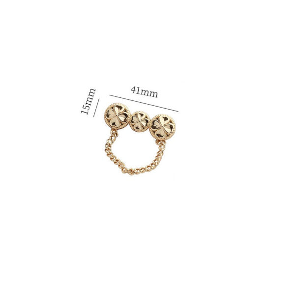Golden Chain 3 Four-Leaf Clover Alloy Brooch Decorative Pin 2pcs - Image 3