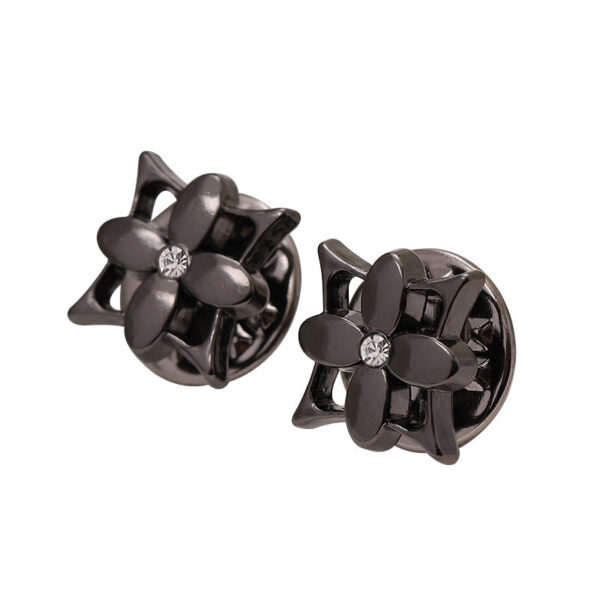 12mm Electroplated Gold Silver Black Metal Flower Brooch 10pcs - Image 2