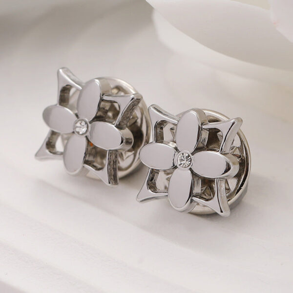12mm Electroplated Gold Silver Black Metal Flower Brooch 10pcs - Image 3