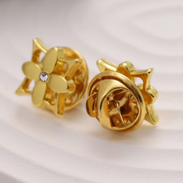 12mm Electroplated Gold Silver Black Metal Flower Brooch 10pcs - Image 4