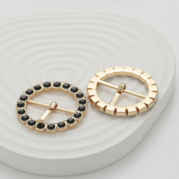 66mm Gold Gear-Shaped Black Diamond Metal Buckle 2pcs - Image 2
