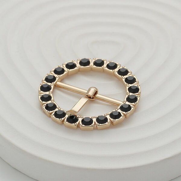 66mm Gold Gear-Shaped Black Diamond Metal Buckle 2pcs - Image 3