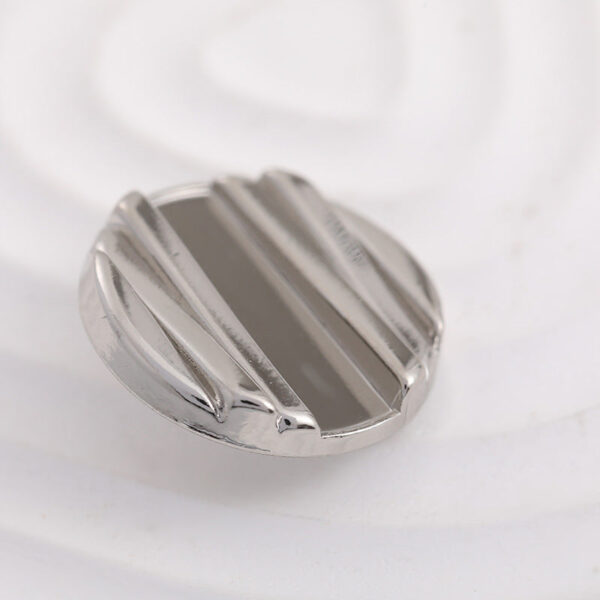 20mm Silver Horizontal Stripes Metal Shank Button 12pcs - Image 2