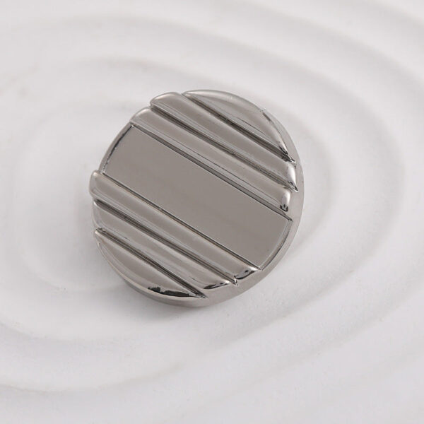 20mm Silver Horizontal Stripes Metal Shank Button 12pcs - Image 4