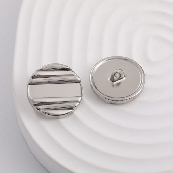 20mm Silver Horizontal Stripes Metal Shank Button 12pcs - Image 5