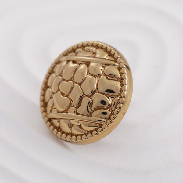 Antique Gold Round Metal Button with Pebble Pattern and Handle 100pcs - Image 2