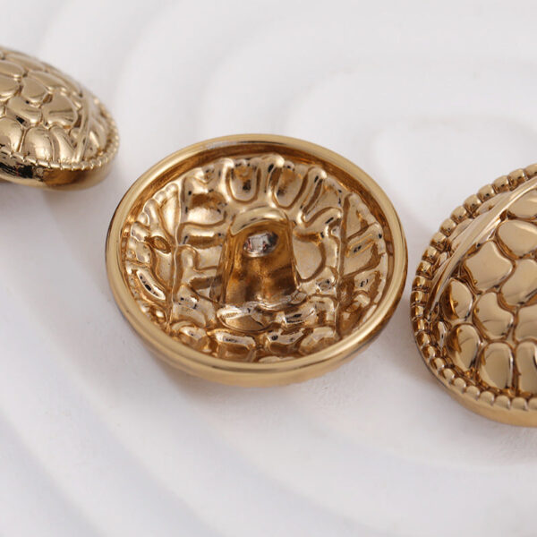 Antique Gold Round Metal Button with Pebble Pattern and Handle 100pcs - Image 3