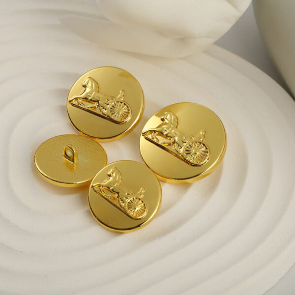 Solid Carriage Wheel Sewing Gold Metal Shank Button 10pcs - Image 2