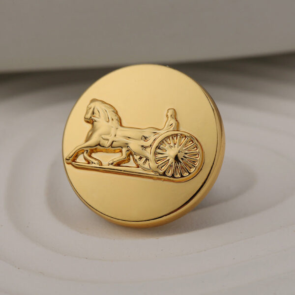Solid Carriage Wheel Sewing Gold Metal Shank Button 10pcs - Image 3