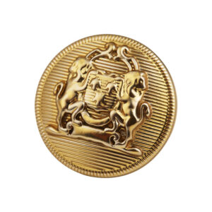 British College Style Double Lions Solid Round Gold Metal Button 6pcs
