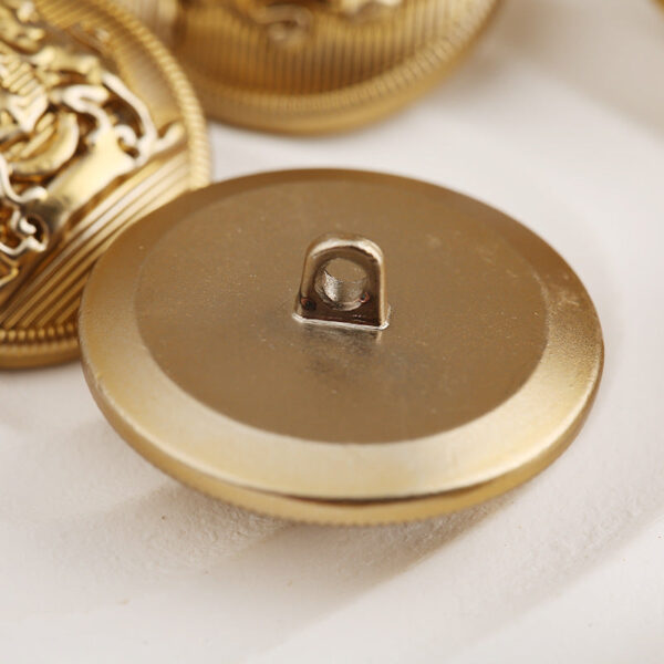 British College Style Double Lions Solid Round Gold Metal Button 6pcs - Image 2