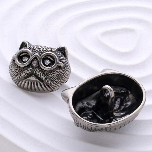Cartoon Glasses Cat Head-Shaped Metal Decorative Button 10pcs - Image 2