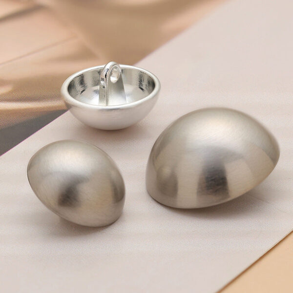 Round Mushroom Brushed Gold Silver Metal Sewing Button 6pcs - Image 4