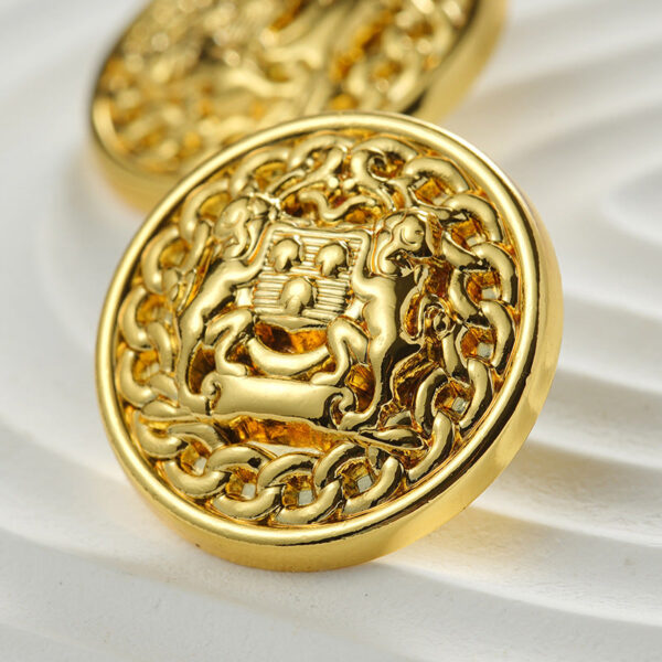 Golden Round Metal Double Lions Hand-Sewn Coat Button 12pcs - Image 4