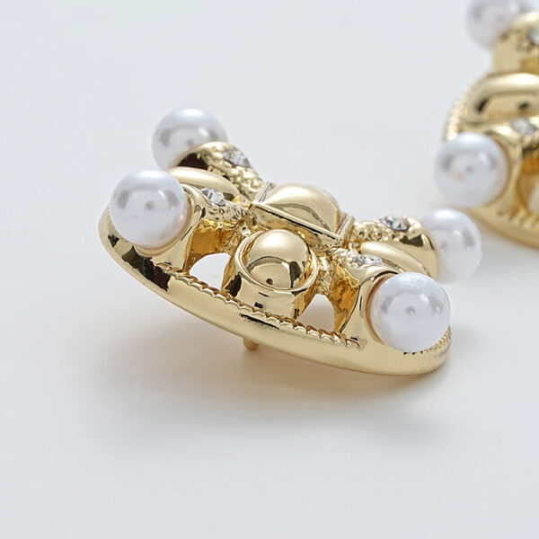 23mm Diamond-Inlaid Pearl Hollow Floral Sewing Metal Button 5pcs - Image 4