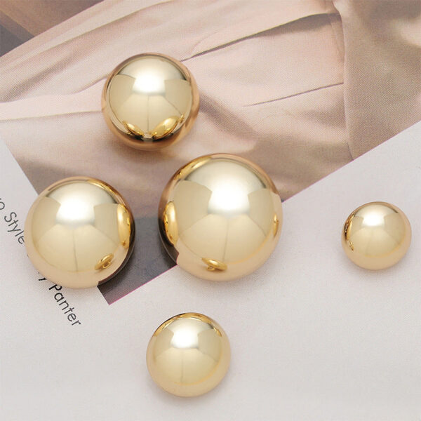 Gold Silver Glossy Hollow Mushroom-Shaped Metal Shank Button 6pcs - Image 4