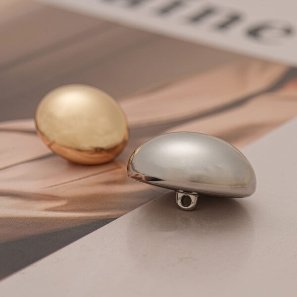 Gold Silver Glossy Hollow Mushroom-Shaped Metal Shank Button 6pcs - Image 2