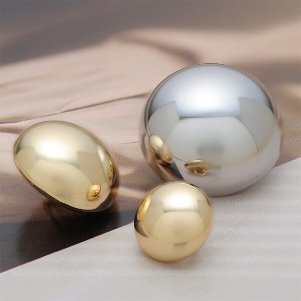 Gold Silver Glossy Hollow Mushroom-Shaped Metal Shank Button 6pcs - Image 3