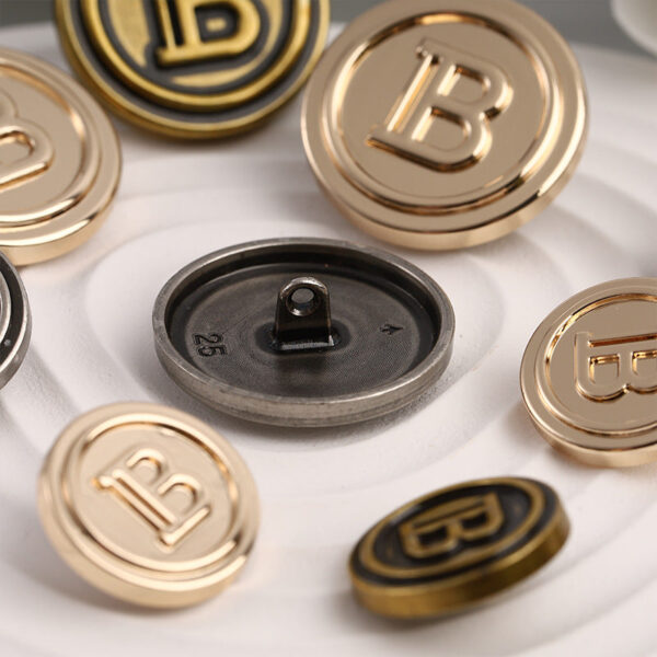 Round Vintage Metal Sewing Button with Letter B Pattern 15 Pack - Image 2
