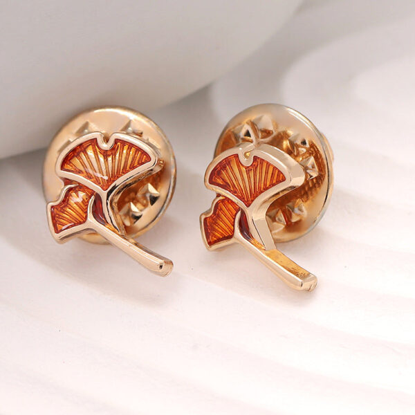 Rose Gold Ginkgo Leaf Metal Men's Shirt Pin Brooch 12pcs
