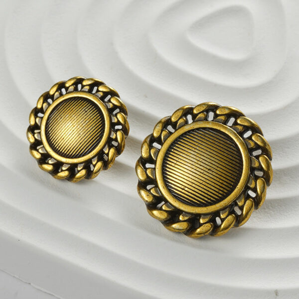 Vintage Gold Striped Sun-Shaped Metal Coat Decorative Button 10pcs - Image 3